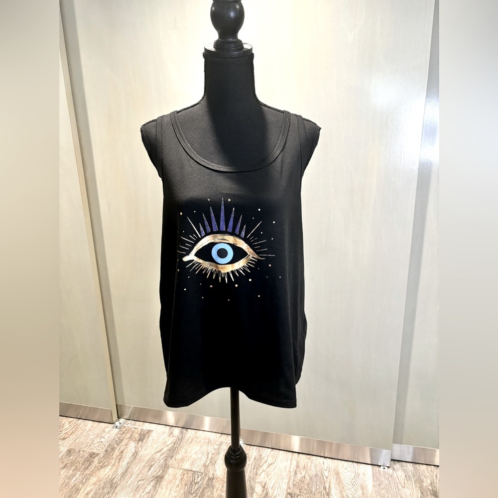 SHEIN Evil Eye black tank top size 12, XL